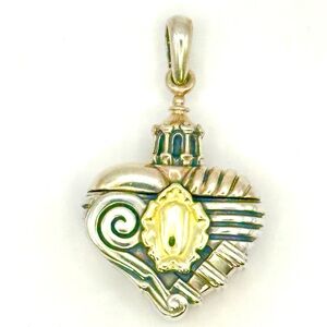 Lagos Caviar Two Tone  Silver & 18 Kt Heart Pendant